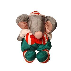 Vintage Department 56 Nylon Christmas Mouse Plush Stuffed Animal, Parachute